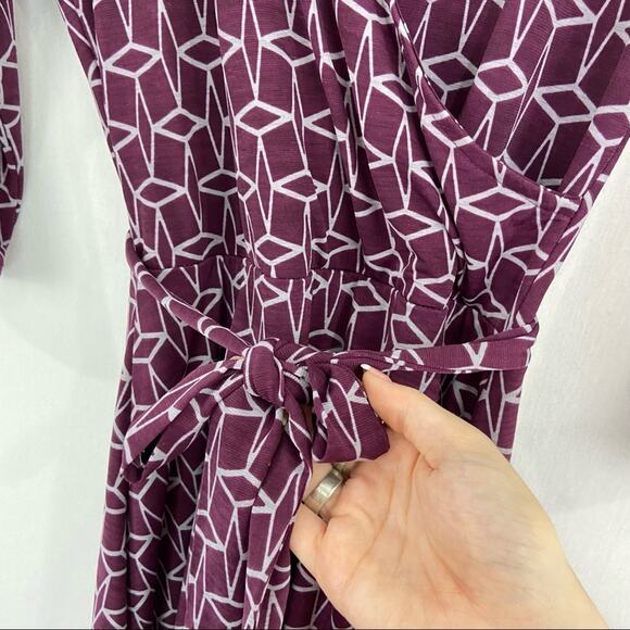 Stitchfix 41 Hawthorn Purple Dress Renesme Geo Print Faux Wrap size Small - Picture 7 of 7